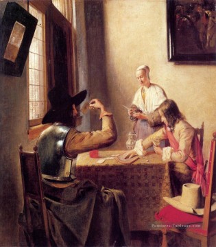  genre tableau - Soldats jouant aux cartes genre Pieter de Hooch